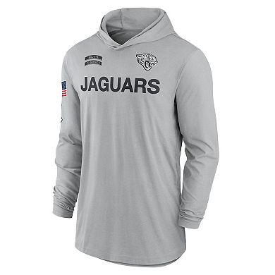 Men's Nike Gray Jacksonville Jaguars 2024 Salute to Service Lightweight Performance Long Sleeve Hooded T-Shirt