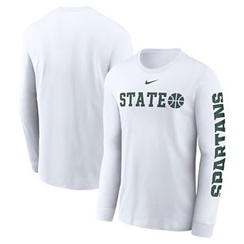 Men's Nike White Michigan State Spartans Basketball Icon Two-Hit Long Sleeve T-Shirt