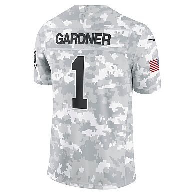 Men's Nike Sauce Gardner Arctic Camo New York Jets 2024 Salute to Service Limited Jersey