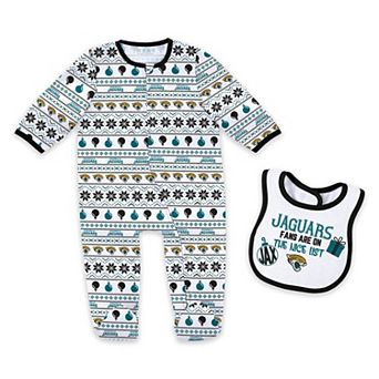 Newborn & Infant WEAR by Erin Andrews Jacksonville Jaguars Allover Print Full-Zip Sleeper & Bib Set