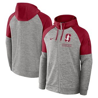 Men's Nike Heather Gray Stanford Cardinal Fitness Raglan��Performance Full-Zip Hoodie