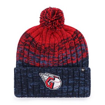 Men's '47 Navy Cleveland Guardians Cascade Cuffed Knit Hat with Pom