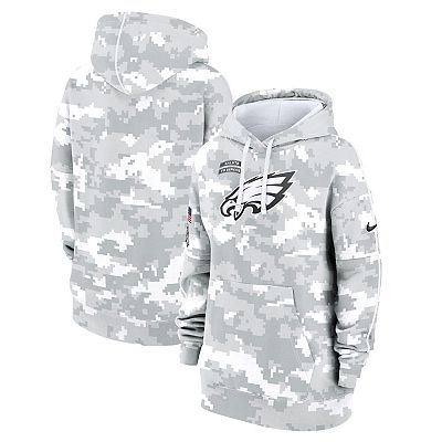 Women s Nike Arctic Camo Philadelphia Eagles 2024 Salute To Service Club Fleece Oversized Pullover Hoodie