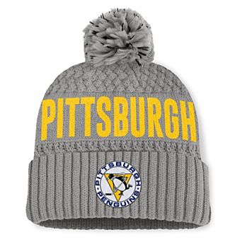 Women's Fanatics Gray Pittsburgh Penguins Heritage Tilly Cuffed Knit Hat with Pom