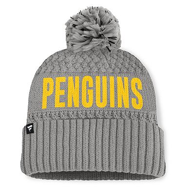 Women's Fanatics Gray Pittsburgh Penguins Heritage Tilly Cuffed Knit Hat with Pom