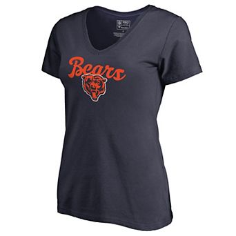Women's Navy Chicago Bears Freehand V-Neck T-Shirt