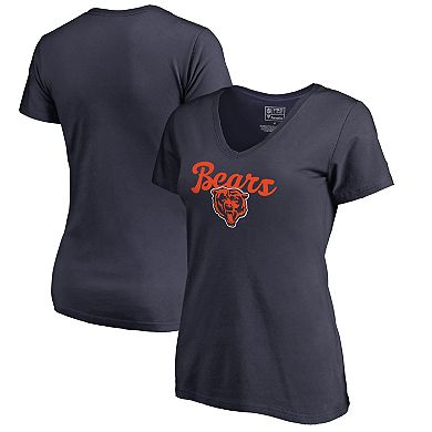 Women's Navy Chicago Bears Freehand V-Neck T-Shirt