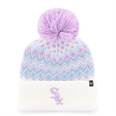 Girls Youth '47 White Chicago White Sox Elsa Cuffed Knit Hat with Pom
