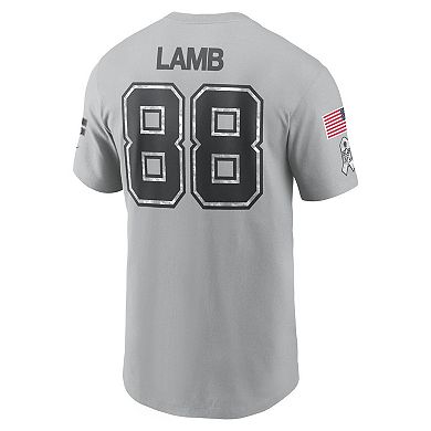 Men's Nike CeeDee Lamb Gray Dallas Cowboys 2024 Salute To Service Name & Number T-Shirt