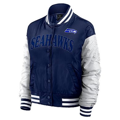 Women's Fanatics College Navy Seattle Seahawks Elements Wave Full-Snap Jacket