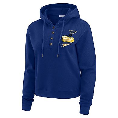Women's WEAR by Erin Andrews Blue St. Louis Blues Waffle-Knit Pullover Hoodie