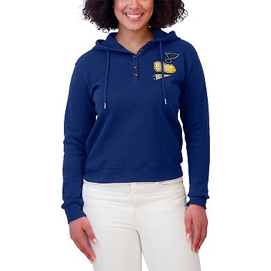 Women's WEAR by Erin Andrews Blue St. Louis Blues Waffle-Knit Pullover Hoodie