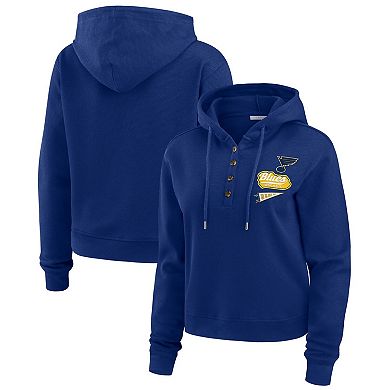 Women's WEAR by Erin Andrews Blue St. Louis Blues Waffle-Knit Pullover Hoodie
