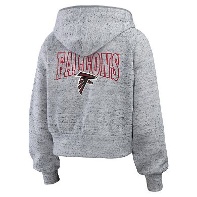 Women's WEAR by Erin Andrews Heather Gray Atlanta Falcons Speckled Fleece Cropped Full-Zip Hoodie