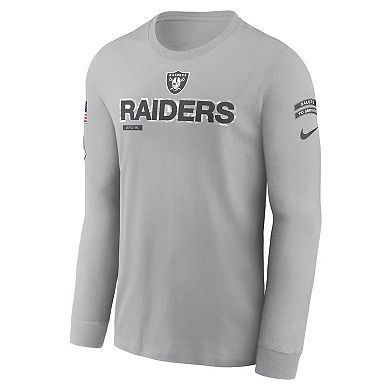 Men's Nike Gray Las Vegas Raiders 2024 Salute To Service Long Sleeve T-Shirt
