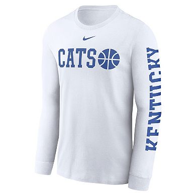 Men's Nike White Kentucky Wildcats Basketball Icon Two-Hit Long Sleeve T-Shirt