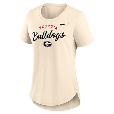 Women's Nike Tan Georgia Bulldogs Script Logo Tri-Blend T-Shirt