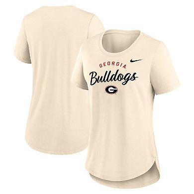 Women's Nike Tan Georgia Bulldogs Script Logo Tri-Blend T-Shirt
