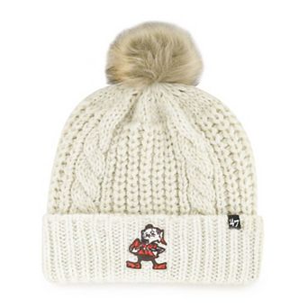 Women's '47 Cream Cleveland Browns Meeko Cuffed Knit Hat with Pom