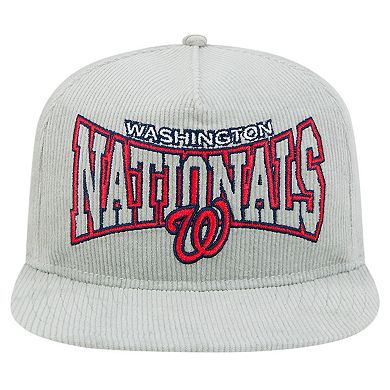Men's New Era Gray Washington Nationals Corduroy Golfer Snapback Hat