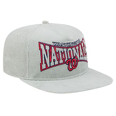 Men's New Era Gray Washington Nationals Corduroy Golfer Snapback Hat