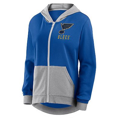 Women's Blue St. Louis Blues Hit It French Terry Full-Zip Hoodie