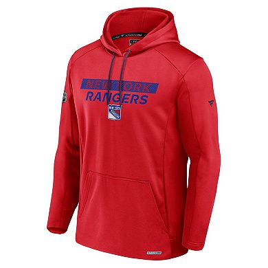Men's Fanatics Red New York Rangers Authentic Pro Rink Fleece Pullover Hoodie