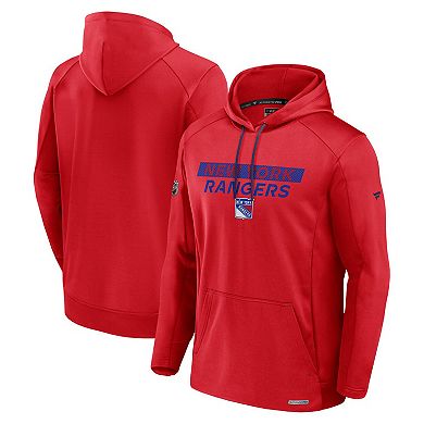 Men's Fanatics Red New York Rangers Authentic Pro Rink Fleece Pullover Hoodie