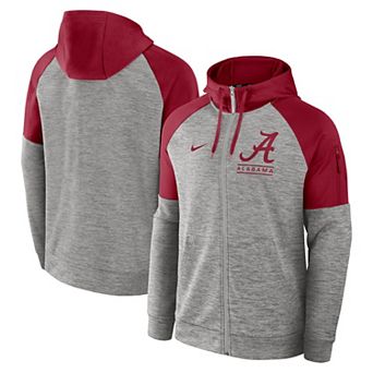 Men's Nike Heather Gray Alabama Crimson Tide Fitness Raglan��Performance Full-Zip Hoodie