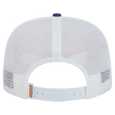 Men's New Era White/Purple Phoenix Suns Dip-Dye 9FIFTY A-Frame Trucker Snapback Hat