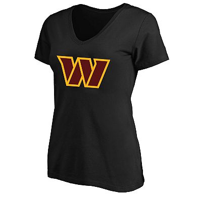 Women's Fanatics Jayden Daniels Black Washington Commanders Plus Size Player Name & Number V-Neck T-Shirt