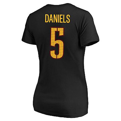 Women's Fanatics Jayden Daniels Black Washington Commanders Plus Size Player Name & Number V-Neck T-Shirt