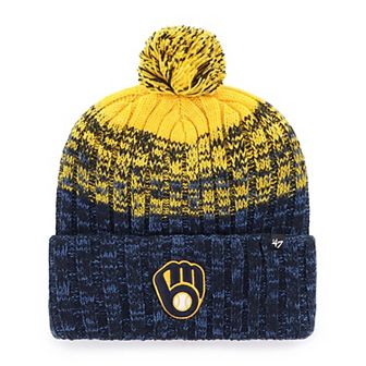 Men's '47 Navy Milwaukee Brewers Cascade Cuffed Knit Hat with Pom