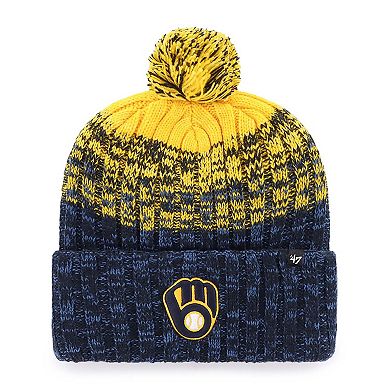 Men's '47 Navy Milwaukee Brewers Cascade Cuffed Knit Hat with Pom