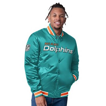 Men's Starter Aqua/Orange Miami Dolphins Closer Reversible Satin Full-Zip Jacket