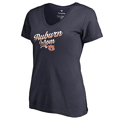 Women's Navy Auburn Tigers Team Mom V-Neck T-Shirt