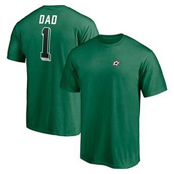 Men's Green Dallas Stars Number One Dad Logo T-Shirt