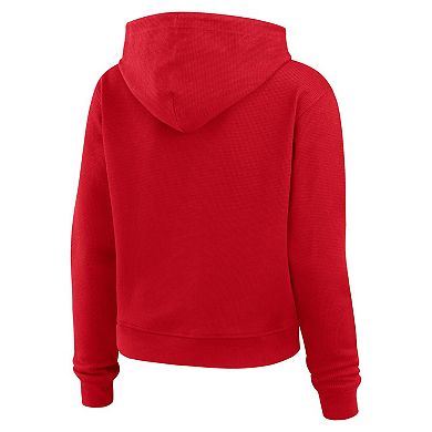 Women's WEAR by Erin Andrews Red Chicago Blackhawks Waffle-Knit Pullover Hoodie