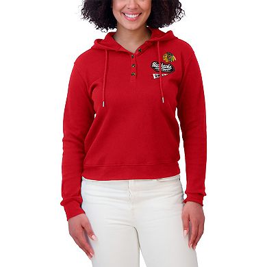 Women's WEAR by Erin Andrews Red Chicago Blackhawks Waffle-Knit Pullover Hoodie