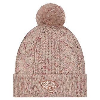 Women's New Era Stone Jacksonville Jaguars Trendy Tone Cuffed Knit Hat with Pom