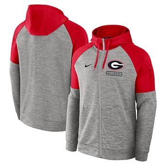 Men's Nike Heather Gray Georgia Bulldogs Fitness Raglan��Performance Full-Zip Hoodie