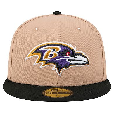 Men's New Era Tan Baltimore Ravens Logo Main 59FIFTY Fitted Hat