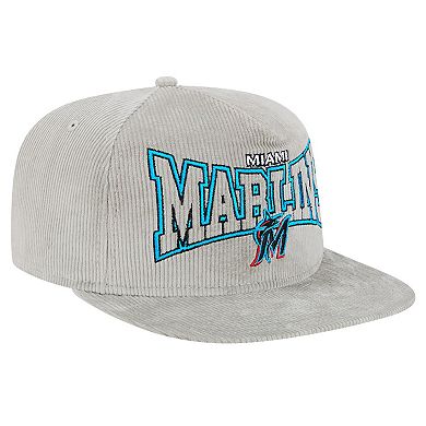 Men's New Era Gray Miami Marlins Corduroy Golfer Snapback Hat