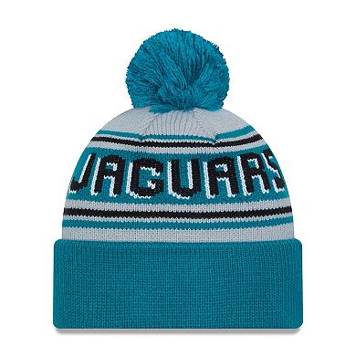 Men's New Era Teal Jacksonville Jaguars Main Cuffed Knit Hat with Pom
