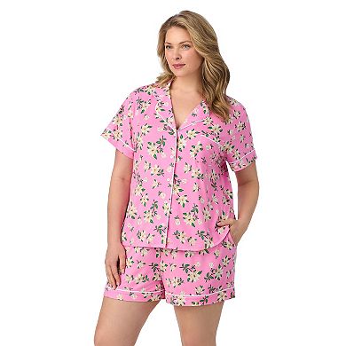 Plus Size Draper James Cozy Short Sleeve Notch Pajama Top & Pajama Shorts Set