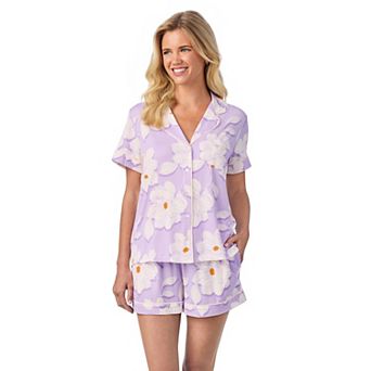 Women's Draper James 2 pc Cozy Short Sleeve Notch Pajama Top & Pajama Shorts Set