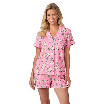 Women's Draper James 2 pc Cozy Short Sleeve Notch Pajama Top & Pajama Shorts Set