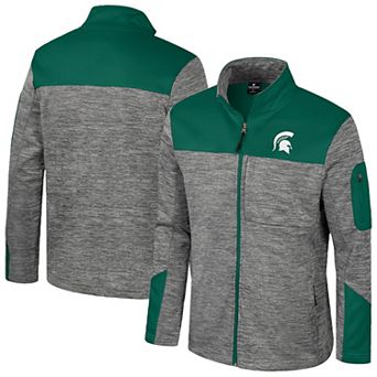 Men's Colosseum Gray/Green Michigan State Spartans Guard Full-Zip Jacket