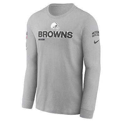 Men's Nike Gray Cleveland Browns 2024 Salute To Service Long Sleeve T-Shirt