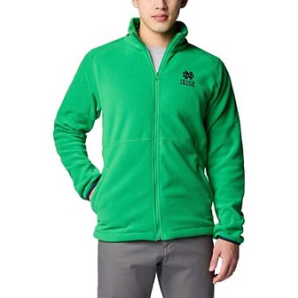 Men's Columbia Green Notre Dame Fighting Irish Flanker IV Fleece Raglan Full-Zip Jacket